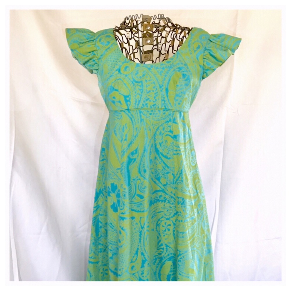 vintage 1960s empire waist maxi dress - Picture 3 of 7
